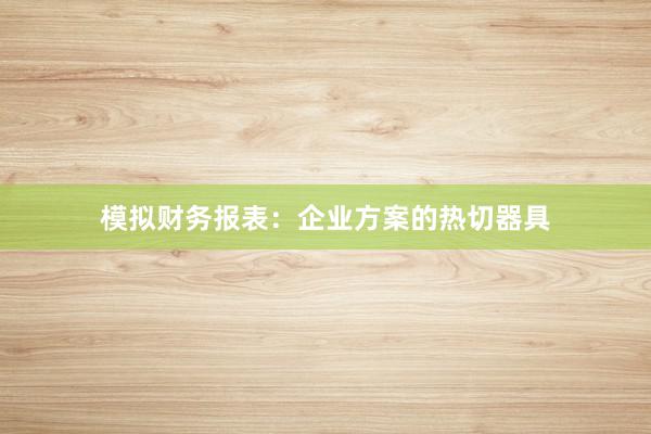 模拟财务报表:企业方案的热切器具